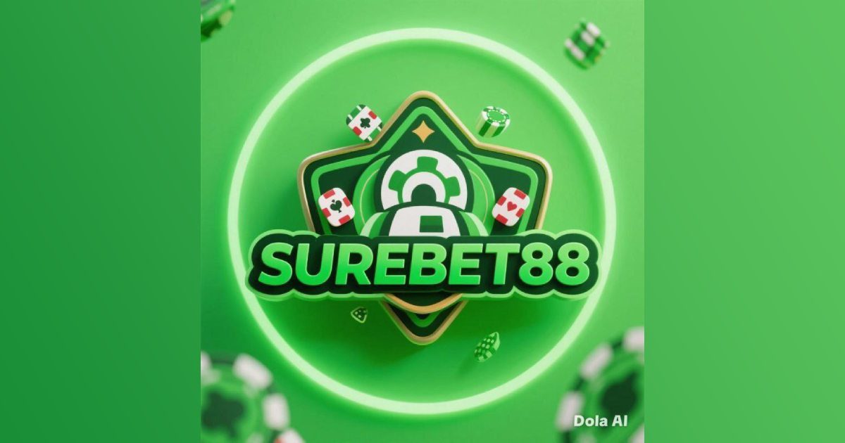 Main banner showing SUREBET88 official platform access and mobile interface